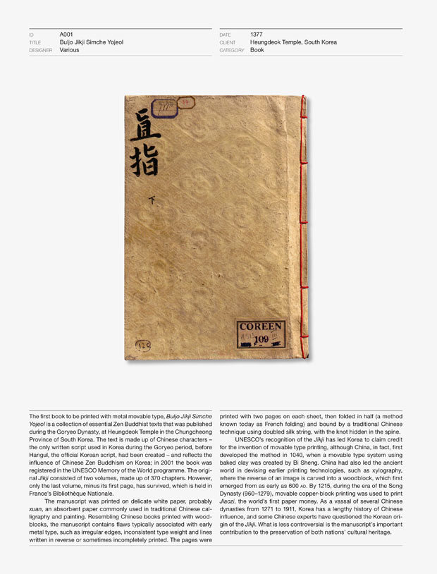 Buljo Jikji Simche Yojeol 1377 - from The Phaidon Archive of Graphic Design