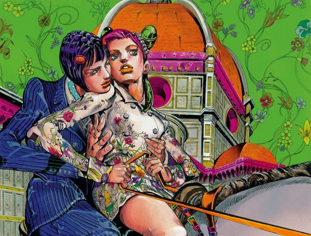 Detail from Jolyne, Fly High with Gucci (2013) by Hirohiko Araki