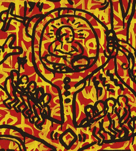 The radiant baby, as identified by David LaChapelle in Keith Haring's The Last Rainforest (1989). Image courtesy of Sotheby's
