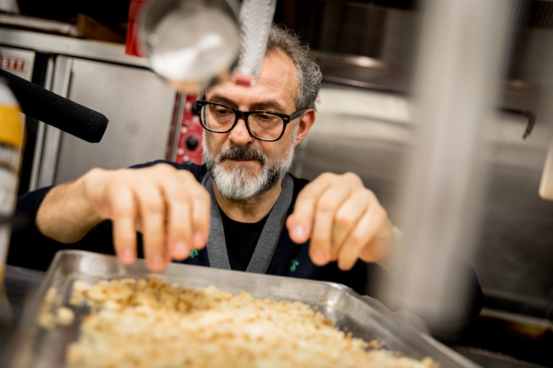Massimo Bottura in NPR's kitchen. Image courtesy of Beck Harlan/NPR