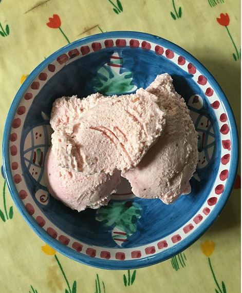 Aaron Bertelsen's redcurrant ice cream, made following Stephen Harris's recipe. Image courtesy of Bertelsen's Instagram