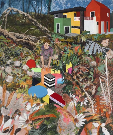 Hernan Bas - Memphis Living (he felt the garden needed the same treatment), 2014. Courtesy the Artist and Victoria Miro, London © Hernan Bas