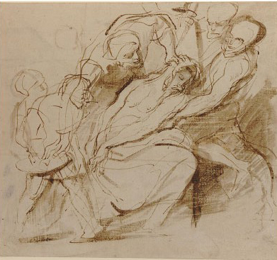Eric Hebborn, after Van Dyck, a forged preparatory drawing for Van Dyck's Crowning with Thorns, c. 1950 - 1970. From The Art of Forgery