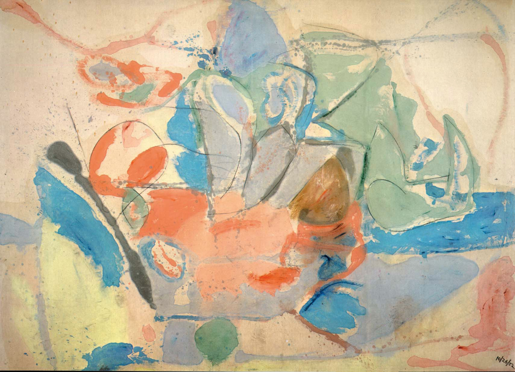 Mountains and Sea (1952) by Helen Frankenthaler. As reproduced in Art in Time