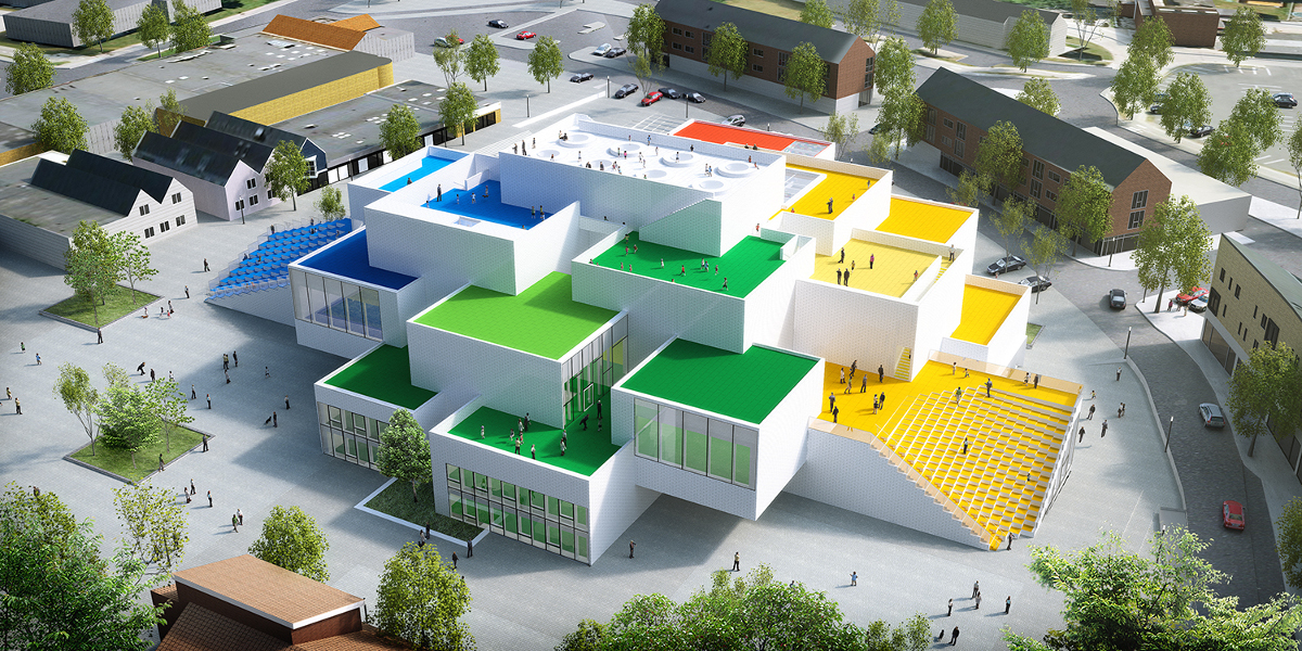 A rendering of BIG's Lego House