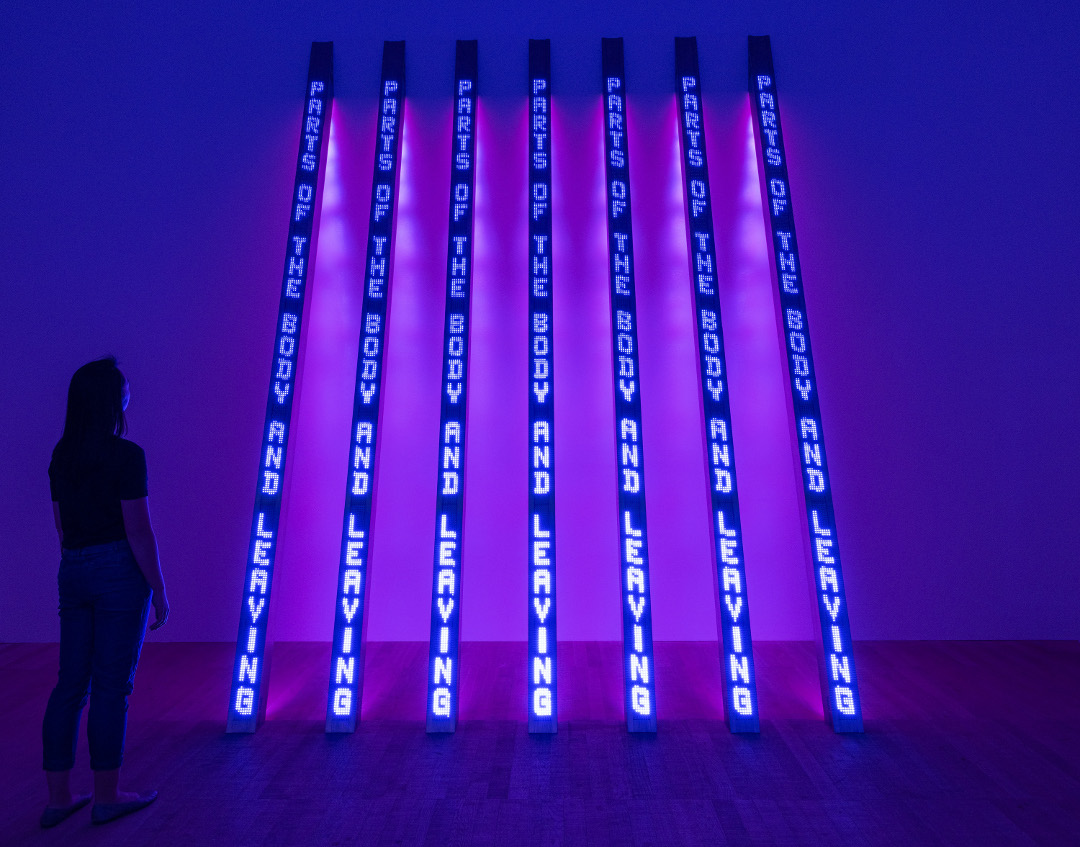 Installation view of ARTIST ROOMS: Jenny Holzer at Tate Modern (23 July 2018–July 2019) ©Tate (Andrew Dunkley)