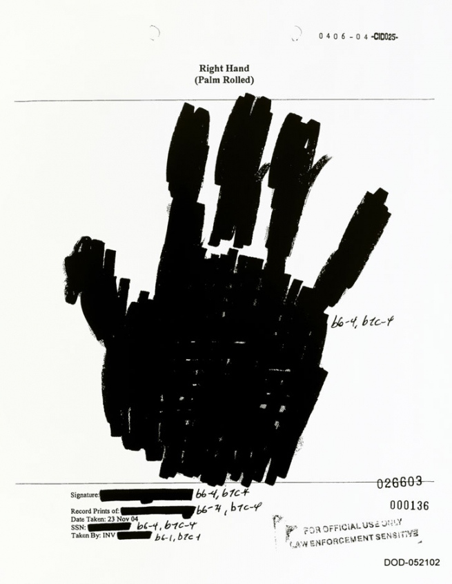 Jenny Holzer - ‘Right Hand (Palm Rolled)’ 2007