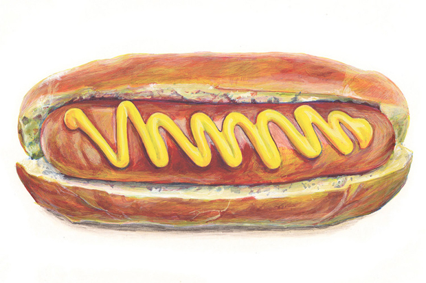 The humble hot dog, as illustrated by Joel Penkman, from The Taste of America