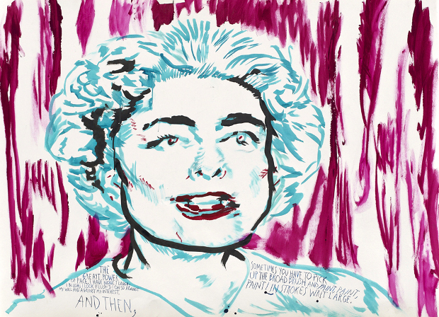 No Title (The greayt power...) (2016) by Raymond Pettibon. Ink on paper. 101.6 x 139.7 cm / 40 x 55 in. Copyright the artist, courtesy Sadie Coles HQ, London