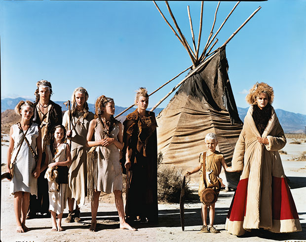 Carmen Kass, Ansel Elgort, Richard Houghton, Liundmilla Bakhmat, Nathalie and Laura Love, Ben Reyer, Jane Moseley (Yohji Yamamoto); hair, Julien D’Ys; makeup, Aaron de Mey; USA 2000. Photograph by Arthur Elgort. From Grace: Thirty Years of Fashion at Vogue and Saving Grace: My Fashion Archive 1968-2016