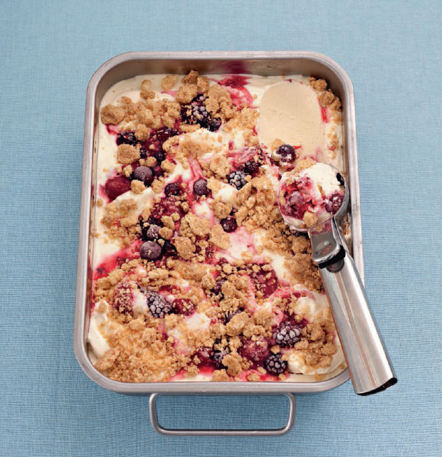 Berry ice cream with a crumble topping, by Jane Hornby, from Simple & Classic