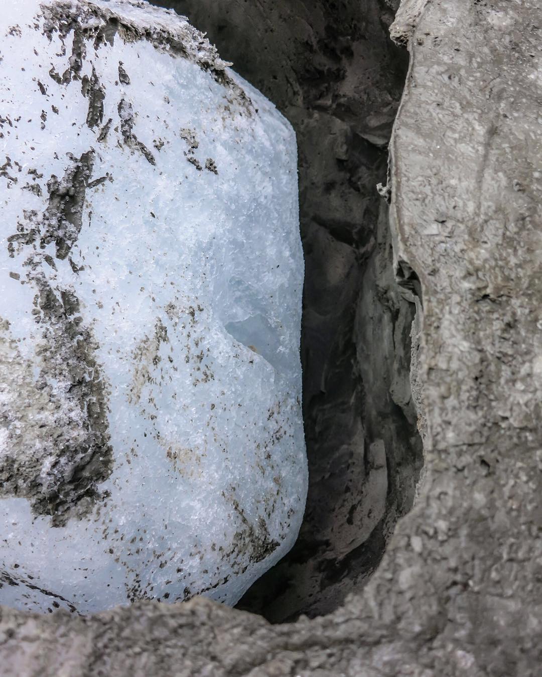 A piece of Greenland ice being cast in concrete. Image courtesy of Studio Olafur Eliasson's Instagram