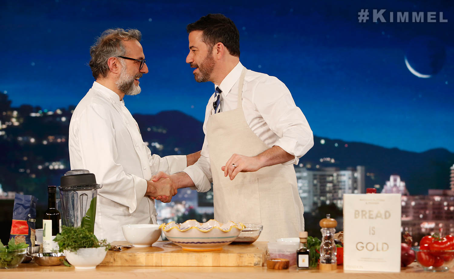 Massimo and Jimmy Kimmel on the show last night