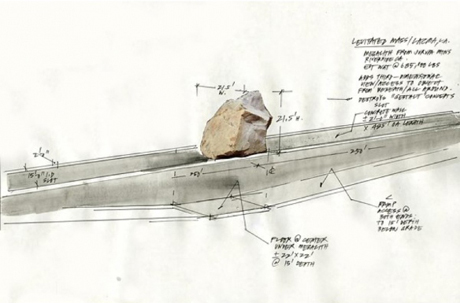 Michael Heizer's sketch for Levitated Mass