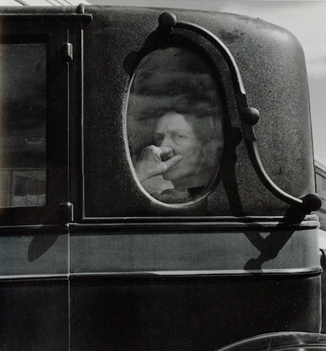 Dorothea Lange, Funeral Cortege, End of an era in small valley town, California (1938)