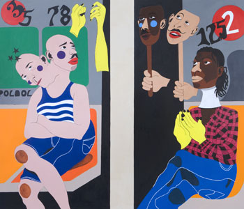 Nina Chanel Abney, Ivy and the Janitor in January (2009), Acrylic on canvas, Diptych, 137 x 152.5 cm total