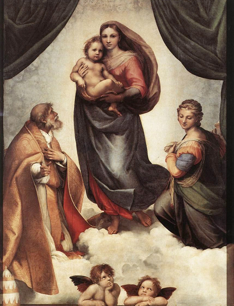Raffaello Sanzio Raphael, Sistine Madonna (c.1513 -1514), Oil on panel. 265 x 196 cm. Dresden Gallery, Germany