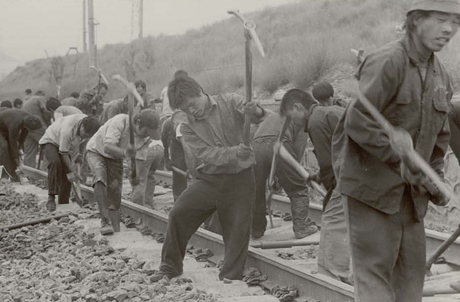 Danny Lyon, Railway Workers Just West of Datong, Shanxi Province, China. From the Deep Dea Diver collection (2005-2009)