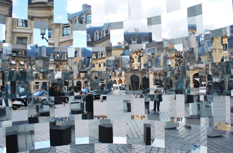 Mosaic effect of the mirrored cubes that form Lapierre's Ring design (2011)