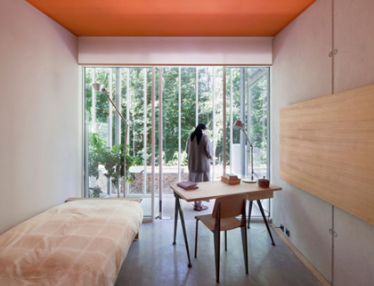 Nun's bedroom in Renzo Piano's convent in Ronchamp, France