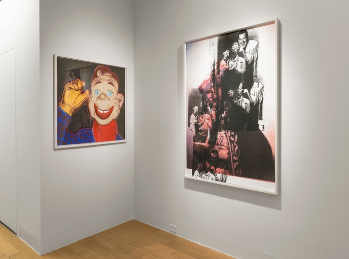 Warhol (left) and Condo (right) works on display at In the Making, at Luxembourg & Dayan, New York. Image courtesy of the gallery