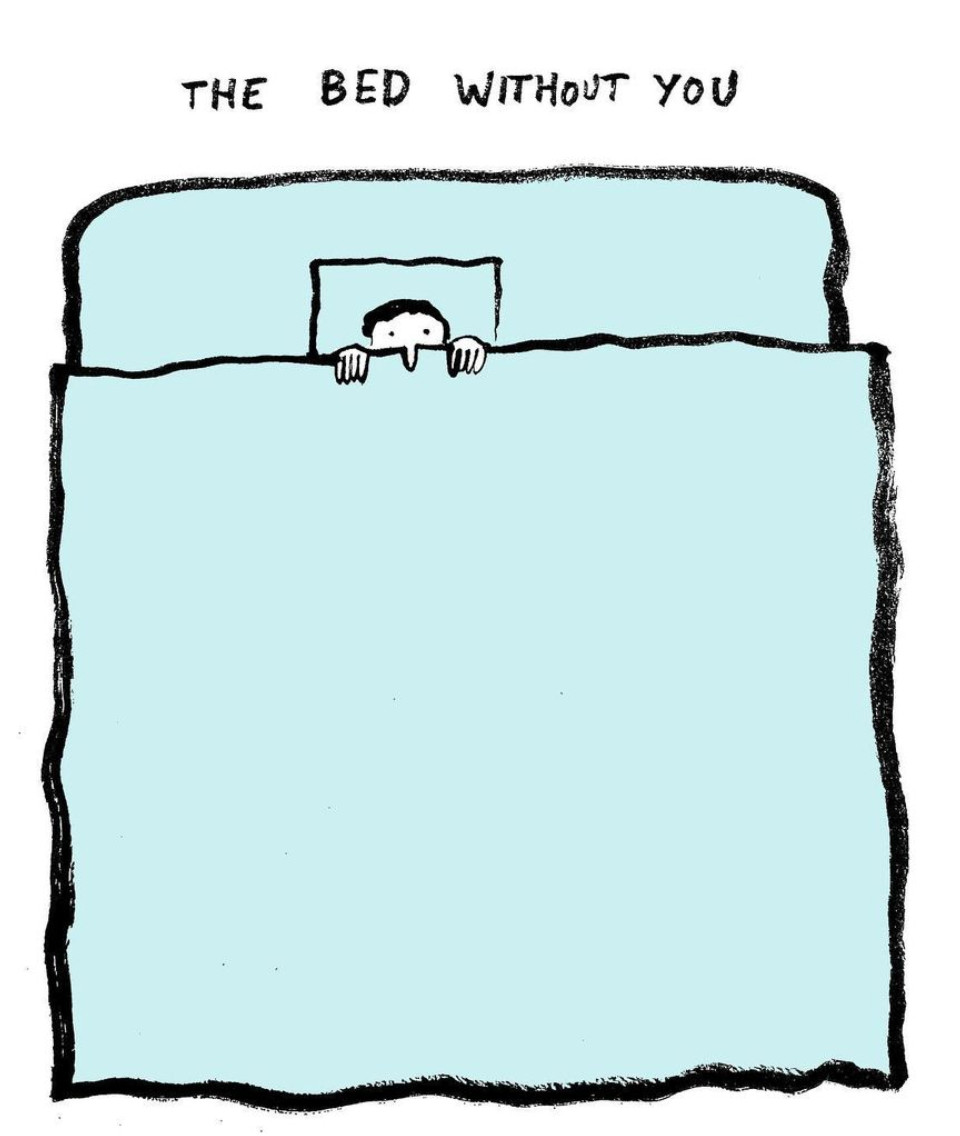 The bed without you, by Jean Jullien, courtesy of Instagram