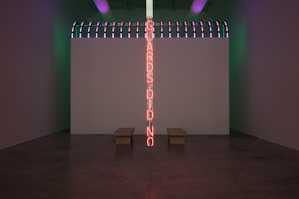 Installation view of ARE YOU ALIVE? (2016) by Jenny Holzer, at Art Projects Ibiza, Spain, 2016 ©2016 Jenny Holzer, member Artists Rights Society (ARS), NY. Photo Collin LaFleche