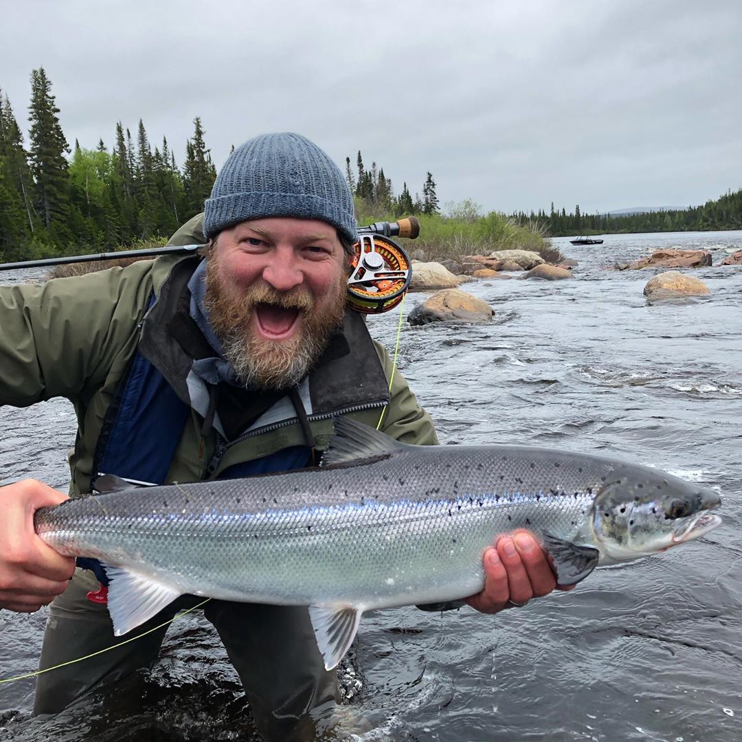 Jeremy Charles with his catch at Pratt Falls, Labrador.  Image courtesy of Jeremy Charles's Instagram