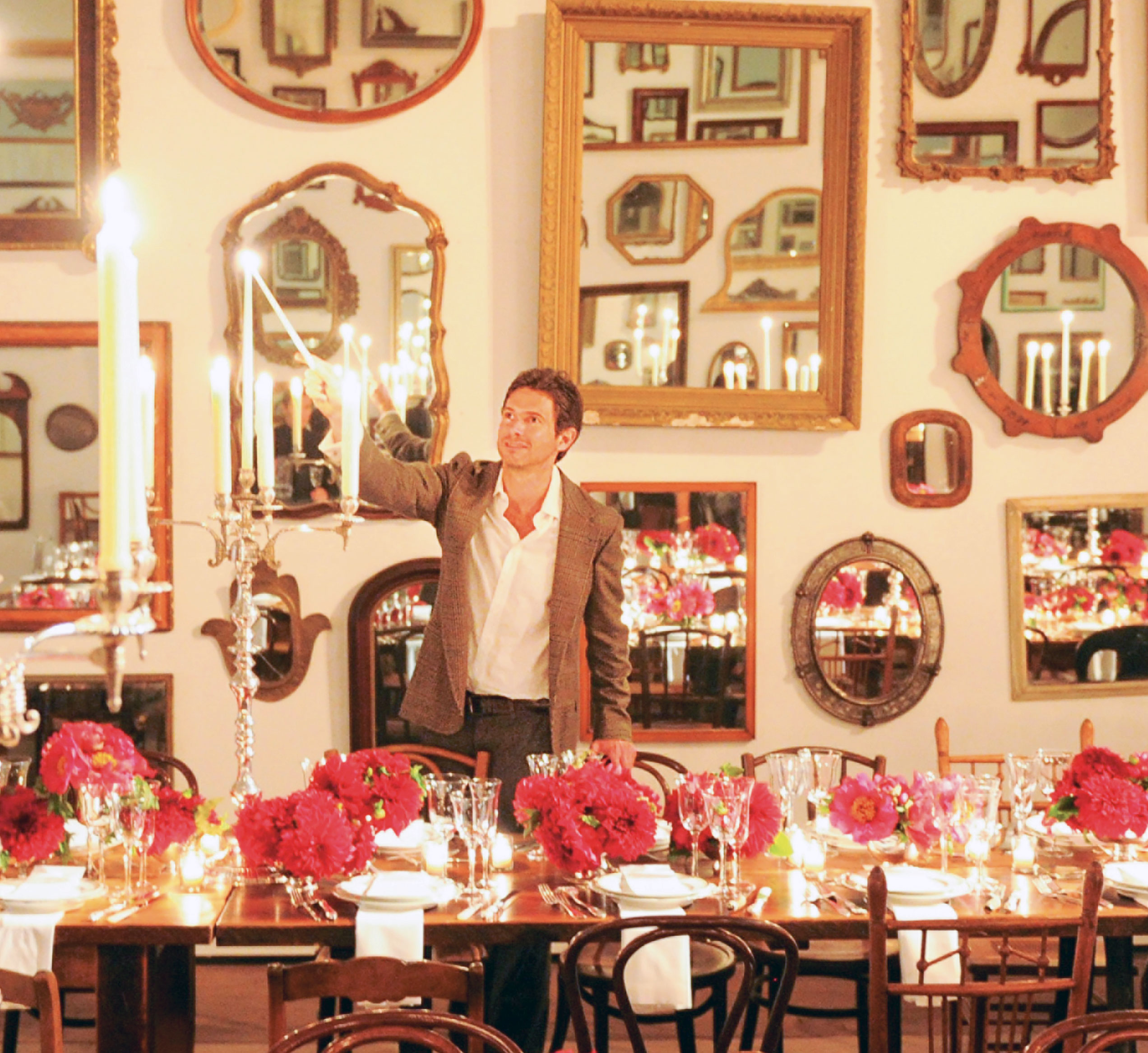 Bronson van Wyck puts the finishing touches to the Jimmy Choo ICONS Collection Dinner. As reproduced in Born to Party, Forced to Work