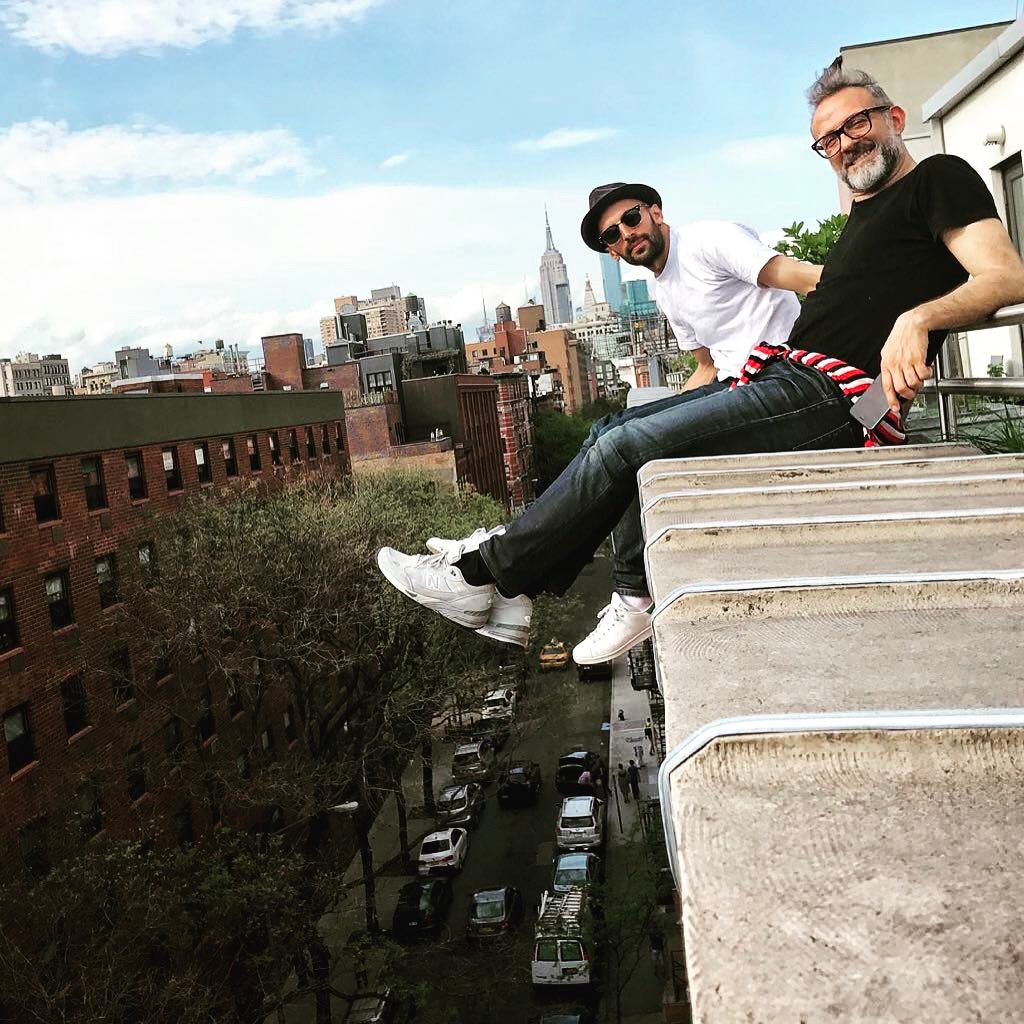 JR and Massimo Bottura together in New York - don't try this at home kids. Image courtesy of Massimo's Instagram