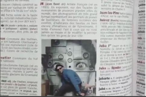 JR in the Le Robert Illustrated Dictionary 2018. Image courtesy of JR's Instagram