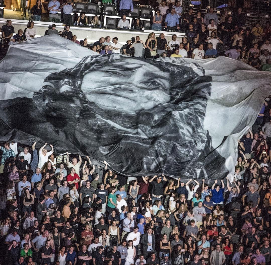 JR's photograph of Omaima at a recent U2 concert in New York. Photograph by Marc Azoulay. Image courtesy of JR's Instagram