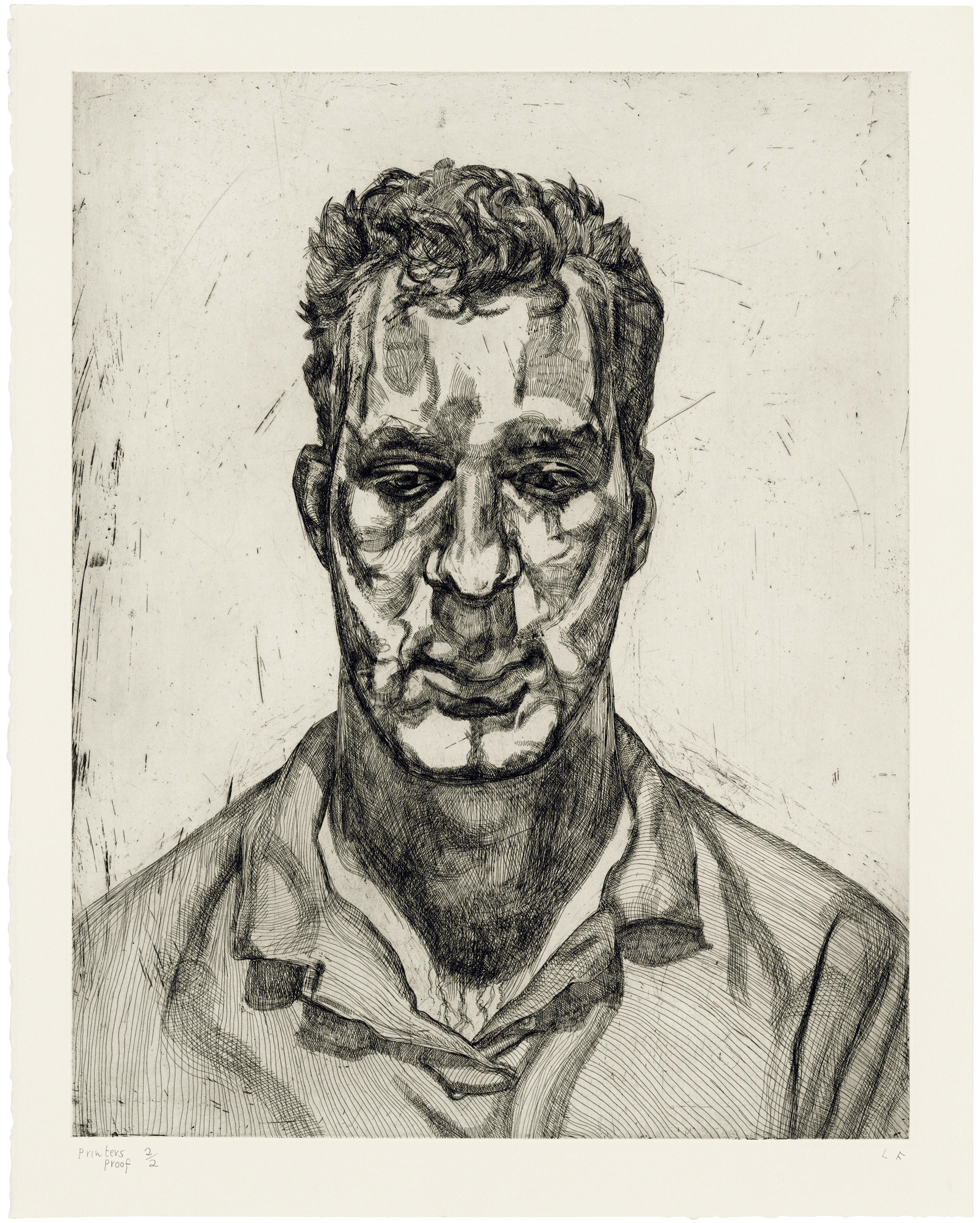 Kai by Lucian Freud. Etching, on Somerset wove paper, 1991-92, initialled in pencil, inscribed Printers Proof 2/2, before the edition of forty (there were also ten artist's proofs), published by Matthew Marks Gallery, New York. Image courtesy of Christie's