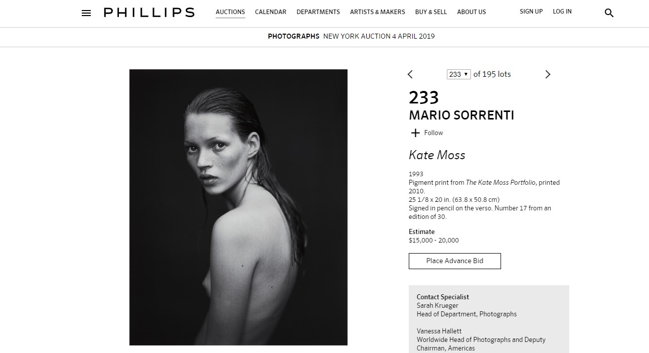 Phillips' Kate Moss lot