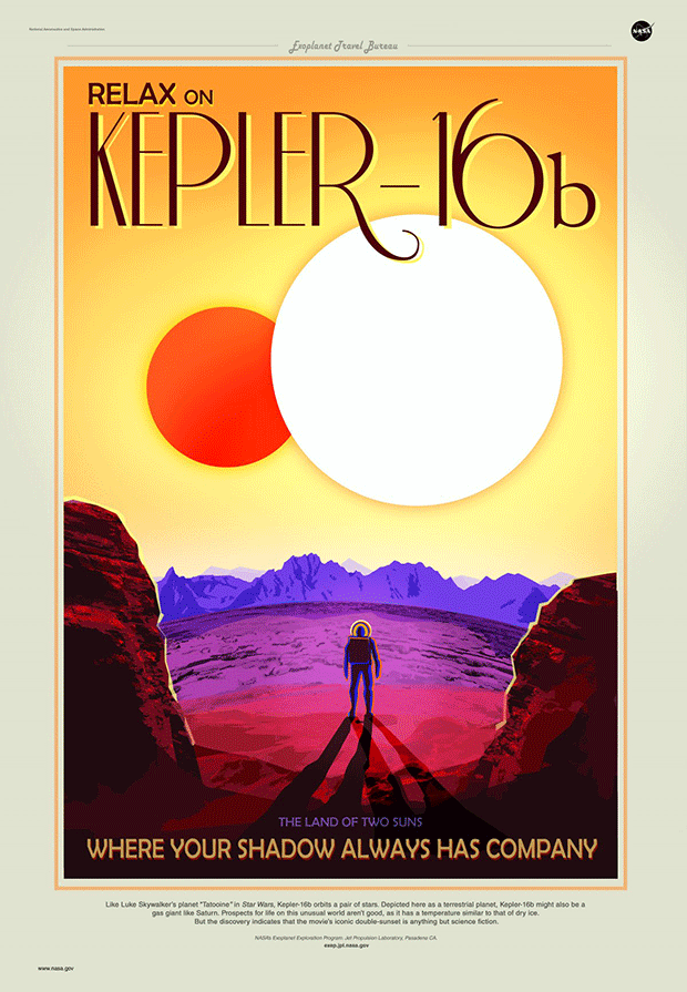 Kepler-16b tourist poster - JPL, NASA