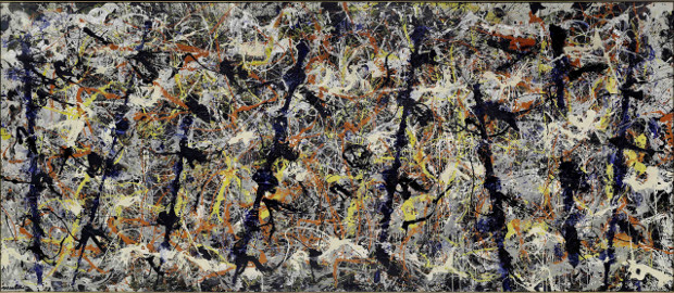 Jackson Pollock, Blue poles, 1952, Enamel and aluminium paint with glass on canvas, 212.1 x 488.9 cm National Gallery of Australia, Canberra © The Pollock-Krasner Foundation ARS, NY and DACS, London 2016. Part of Abstract Expressionism, Main Galleries, Royal Academy of Arts, 24 September 2016 – 2 January 2017