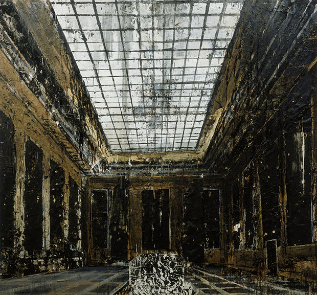 Interior (Innenraum), 1981 by Anselm Kiefer. Oil, acrylic, and paper on canvas, 287.5 x 311 cm Collection Stedelijk Museum, Amsterdam Photo Collection Stedelijk Museum / copyright Anselm Kiefer