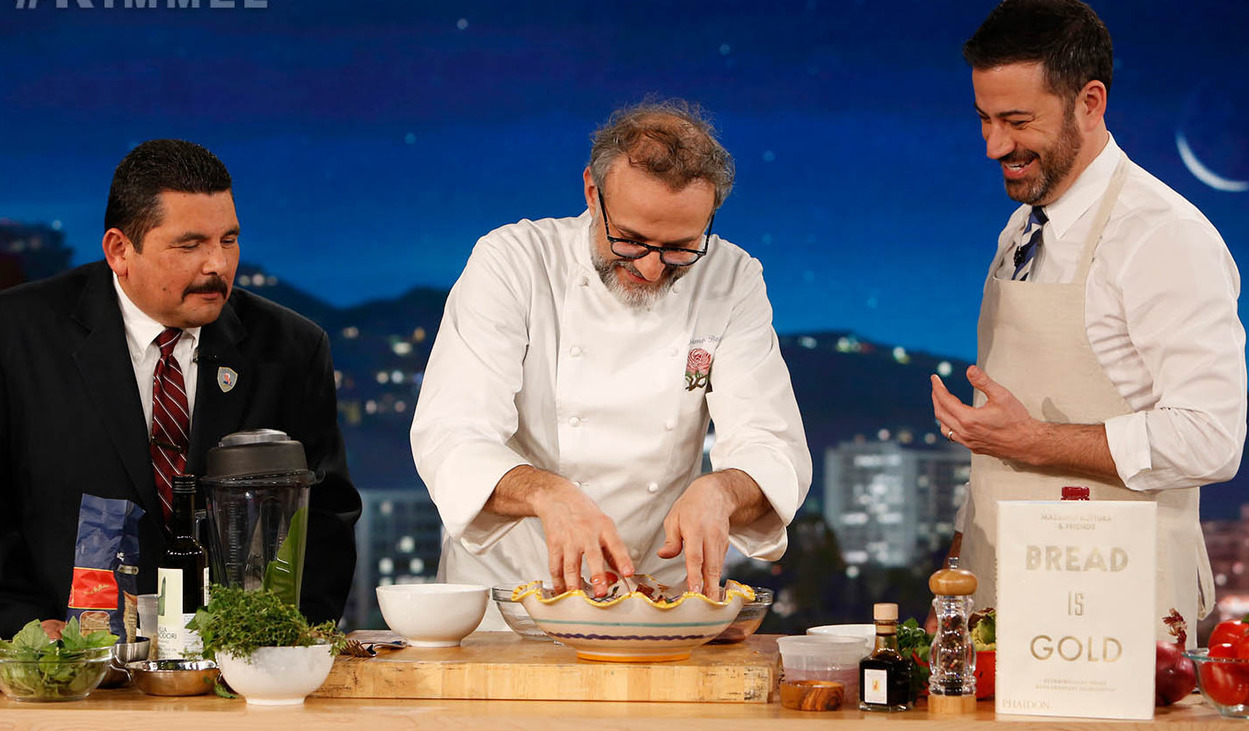 Massimo (centre) with Guillermo Rodriguez (left) and Jimmy Kimmel (right). All images courtesy of ABC