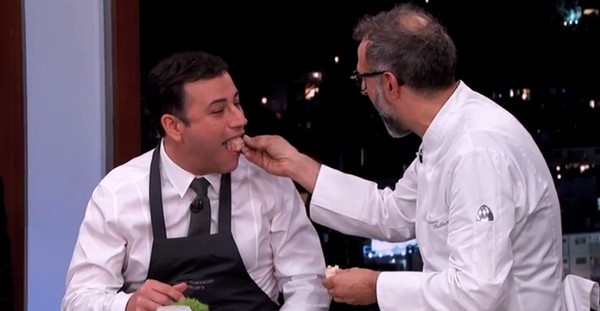 Massimo and Kimmel on the show in 2014