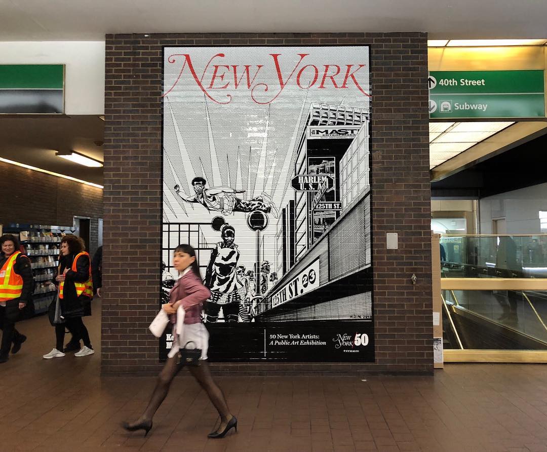 Kerry James Marshall's New York magazine cover, on display at the Port Authority Bus Terminal. All images courtesy of NY Magazine's Instagram