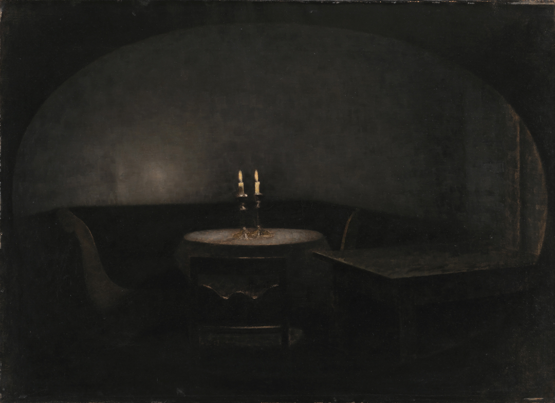 Interior Kunstigt lys (1909) by Vilhelm Hammershøi