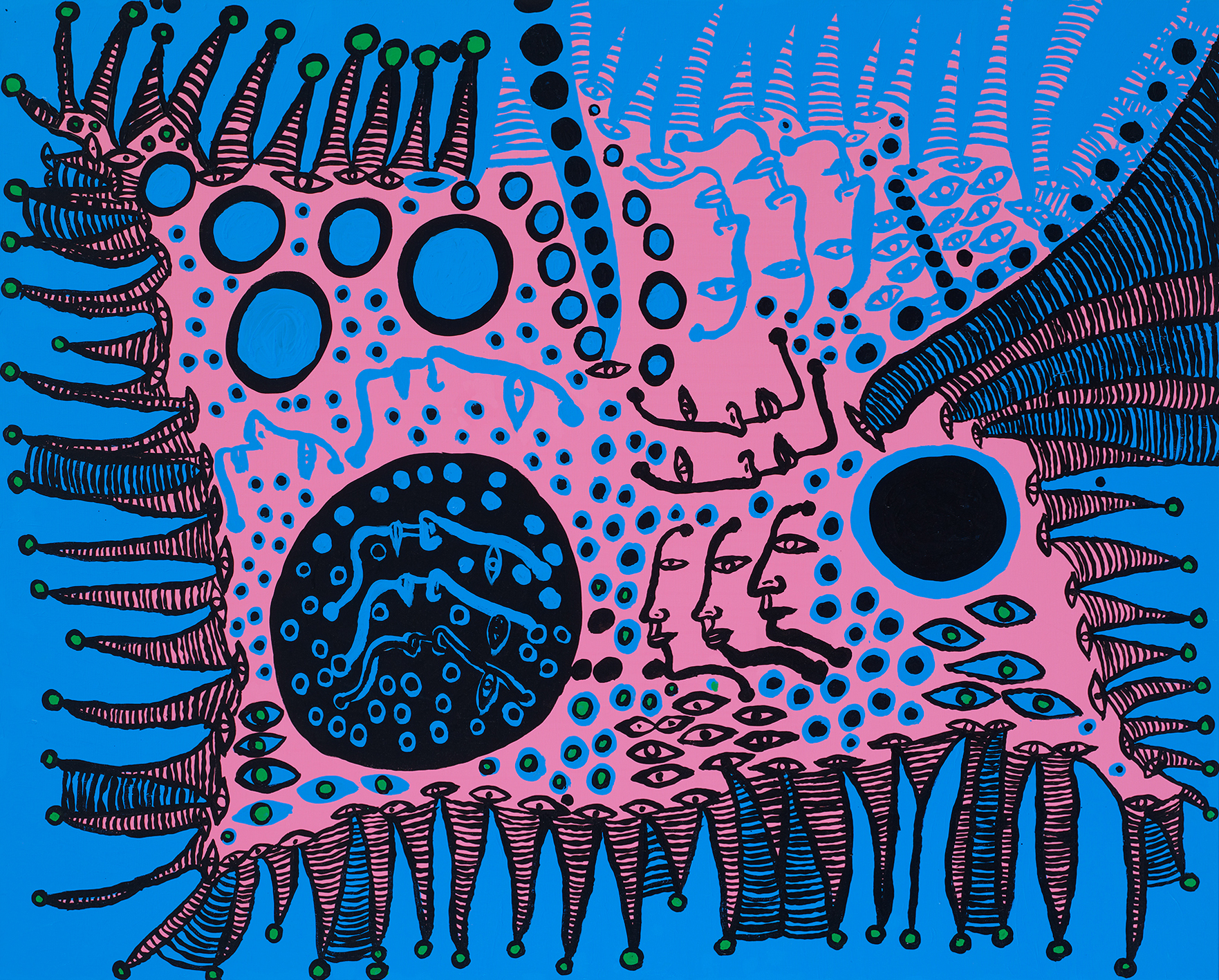 A Tale in Blue is Filled With My Life (2009), by Yayoi Kusama. Courtesy Yayoi Kusama Studio Inc., Ota Fine Arts, Tokyo and Victoria Miro, London © Yayoi Kusama. Photography © Stephen White