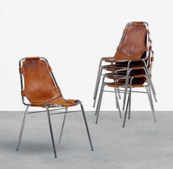 Charlotte Perriand Chrome and Leather Les Arcs Chair