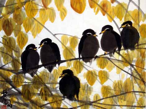 Birds by Lin Fengmian