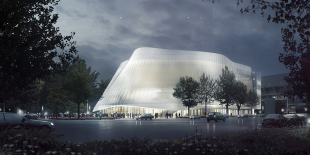 A rendering for the new China Philharmonic Concert Hall by MAD Architects. Image courtesy of MAD