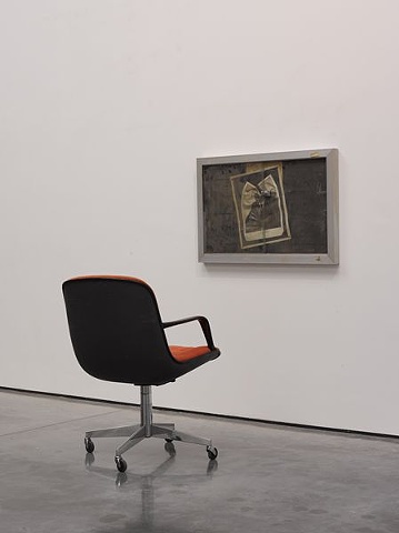 A Maimed King, 2012, photograph, metal, glass, dust, chair, 61 x 91 x 6 cm. From Theaster Gates
