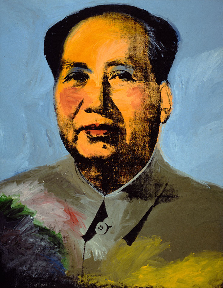 Andy Warhol (1928–1987), Mao, 1972. Acrylic, silkscreen ink, and graphite on linen, 14 ft. 8 1⁄2 in. x 11 ft. 4 1 ⁄2 in. (4.48 x 3.47 m). The Art Institute of Chicago; Mr. and Mrs. Frank G. Logan Purchase Prize and Wilson L. Mead funds, 1974.230 © The Andy Warhol Foundation for the Visual Arts, Inc. / Artists Rights Society (ARS) New York