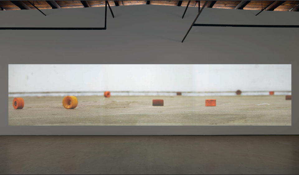 Installation view of Deimos (2015) by Mark Bradford 