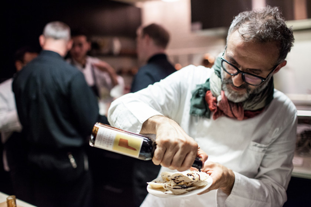 Massimo Bottura at Bon Appétit's Night Kitchen (big old cheese wheel not pictured)
