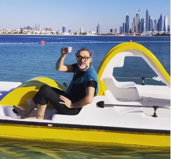 Massimo Bottura enjoying Dubai. Image courtesy of the chef's Instagram